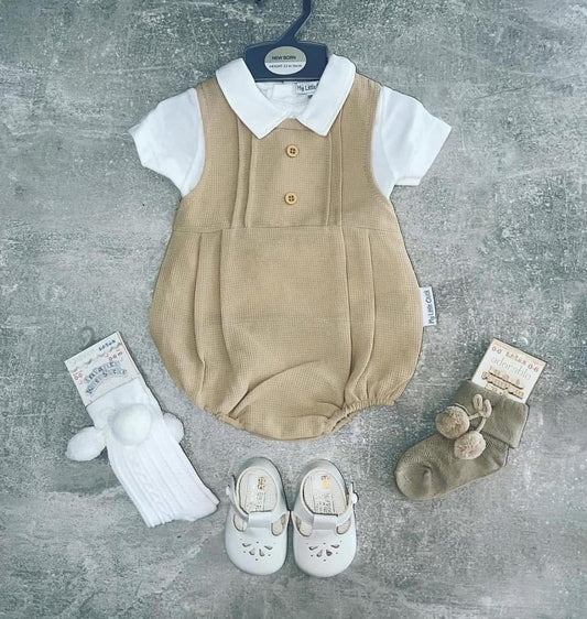 Baby boys camel romper