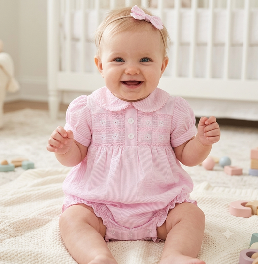 Pink flower romper