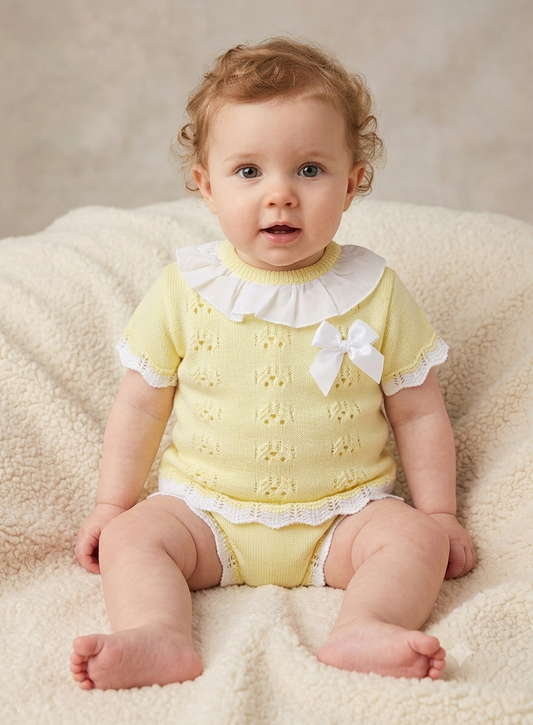 Baby girls lemon knitted jam set