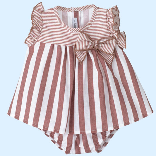 PRE ORDER baby girls stripe dress & pants set with bow