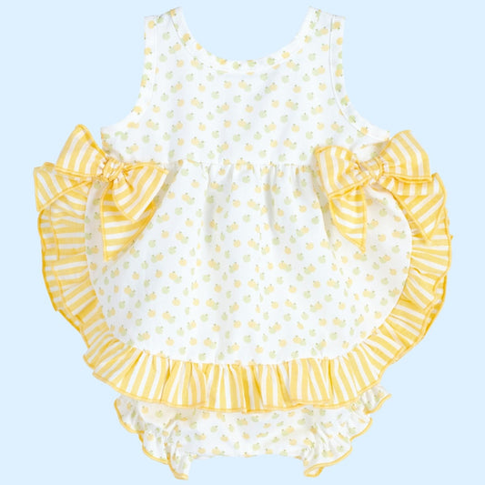 PRE ORDER baby girls lemon double bow dress